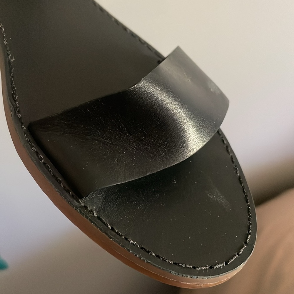 Madewell Women’s The Boardwalk Ankle Strap Black Leather Sandals Size 8.5 - Picture 10 of 11